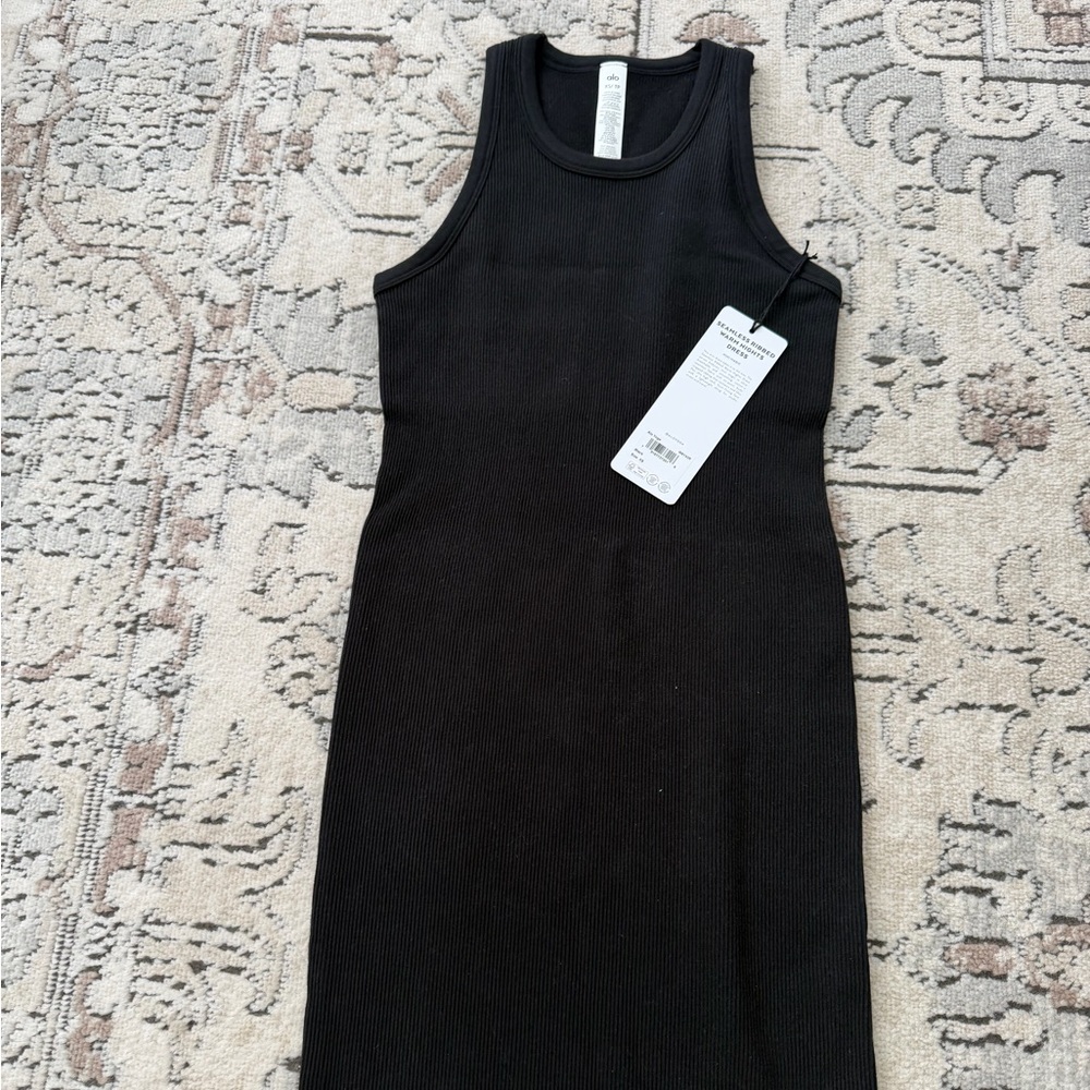 Alo Ribbed Tank Midi Dress - Black